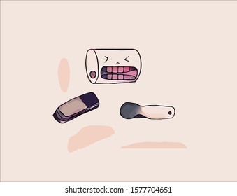 Hand drawn vector illustration of 
Knives and erasers