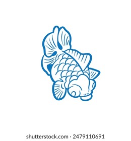 Hand drawn vector illustration of Koi fishes