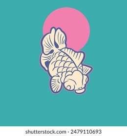 Hand drawn vector illustration of Koi fishes