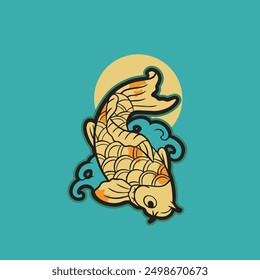 Hand drawn vector illustration of Koi fishes	