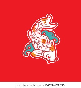 Hand drawn vector illustration of Koi fishes	