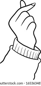 ilustración vectorial dibujada a mano del símbolo Coreano del corazón del Dedo Finger