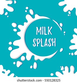 Hand drawn vector illustration - Label for your design. White splashes on blue background. Perfect for packaging, leaflet, flyers, logo etc