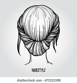 Hand drawn vector illustration - ladies fashion hairstyle. Beauty salon. 