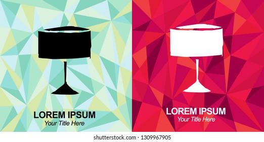 Hand Drawn Vector Illustration of Lamp Furniture with Green and Red Polygon Geometric Background