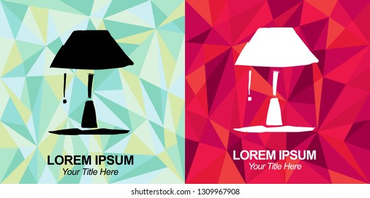 Hand Drawn Vector Illustration of Lamp Furniture with Green and Red Polygon Geometric Background