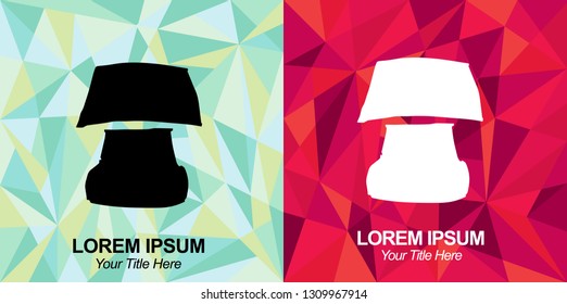 Hand Drawn Vector Illustration of Lamp Furniture with Green and Red Polygon Geometric Background
