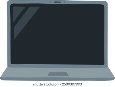 Hand drawn vector illustration of laptop computer with screen isolated on background. IT technology, work from home. Business, connection. Isolated vector object, icon clipart. Electronic device.