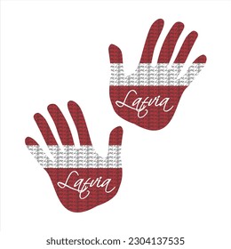Hand drawn vector illustration with latvia flag pattern great for poster, magazine and clothes design