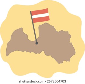 Ilustración vectorial dibujada a mano del mapa letón.