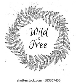 Hand drawn vector illustration - Laurel wreath. Design element. Perfect for wedding invitations, greeting cards, quotes, blogs, posters and more