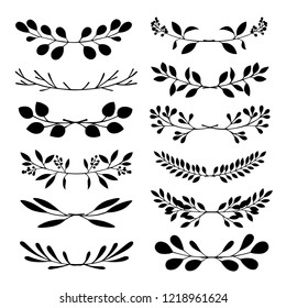 Hand drawn vector illustration - Laurels and branch wreaths. Design elements for invitations, greeting cards, quotes, blogs, posters and more. Perfect For Wedding Frames.