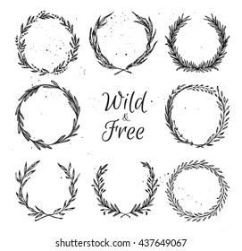 Hand drawn vector illustration - Laurels and wreaths. Design elements for invitations, greeting cards, quotes, blogs, posters and more. Perfect For Wedding Frames.
