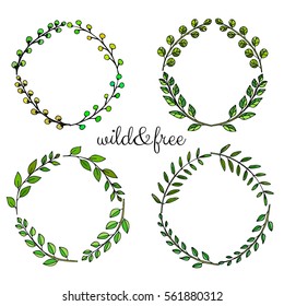 Hand drawn vector illustration - Laurels and wreaths. Design elements for invitations, greeting cards, quotes, blogs, posters and more. Perfect For Wedding Frames.