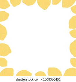 Hand drawn vector illustration of lemon with blank space for text on white background.