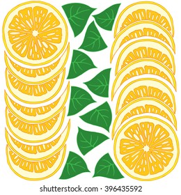 Hand drawn vector illustration - Lemon. Pattern with lemons and leaves