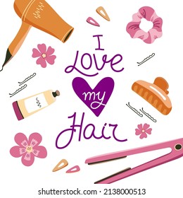 Hand drawn vector illustration. Lettering for hair salon