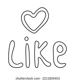 Ilustración vectorial dibujada a mano con letras como y corazón. Aislado sobre fondo blanco