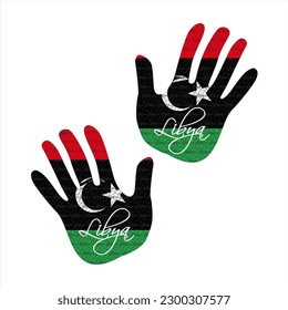 Hand drawn vector illustration with libya flag pattern great for poster, magazine and clothes design