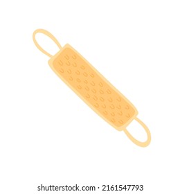 Ilustración vectorial dibujada a mano del icono de la loofah. Ilustración sutil del elemento de baño sobre fondo blanco.
