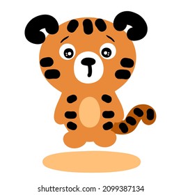 Hand drawn vector illustration lovely tiger. Perfect for T-shirt, poster, greeting card, stickers and print. 
