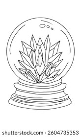 Hand drawn vector illustration of a magic crystal, esoteric theme, tattoo design.
