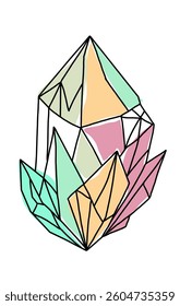 Hand drawn vector illustration of a magic crystal, esoteric theme, tattoo design.