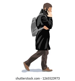 Hand drawn vector illustration man with phone