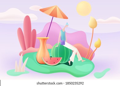 Hand drawn vector illustration materials of 24 solar terms summer solstice