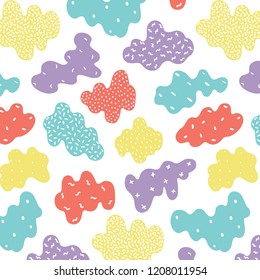 Hand drawn vector illustration of memphis pattern in colorful.Abstract wallpaper.