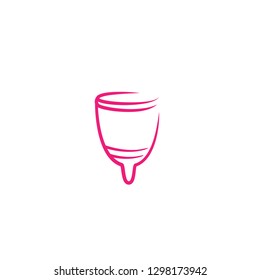 Hand drawn vector illustration of menstrual cup. Can be used as logo or in web design. Sanitary pink cup vector illustration. Modern flat symbol isolated on purple background - Vector