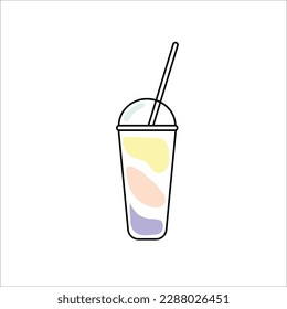 Hand drawn vector illustration milkshake. Isolated on white background