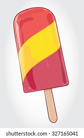 Hand drawn vector illustration of Mixed Fruits Ice Cream on a stick.