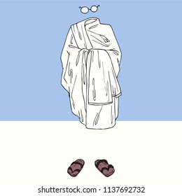 Hand drawn vector illustration of Mohandas Karamchand Gandhi or Mahatma Gandhi