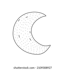 Handgezeichnete Vektorgrafik eines Mondes im Doodle-Stil. Geräumige Illustration einer Frucht auf weißem Hintergrund.