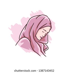 Hand drawn vector illustration of moslem woman 