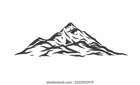 ilustração de vetor desenhado à mão da silhueta da montanha isolada no branco