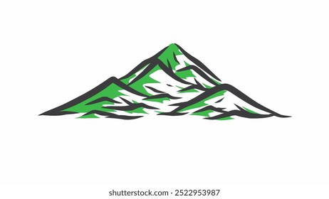 Hand drawn vector illustration of mountain hill silhouette isolated on white