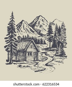 Cabin Drawing Stock Vectors Images Vector Art Shutterstock