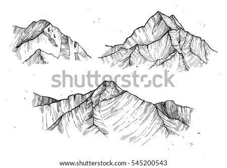 Hand Drawn Vector Illustration Mountain Peaks Stock Vector (Royalty ...