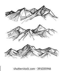 Hand Drawn Vector Illustration Mountains Outdoor Stock Vector (Royalty ...