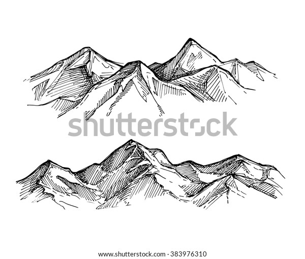 手描きのベクターイラスト 山 屋外のキャンプ背景 風景の自然 のベクター画像素材 ロイヤリティフリー