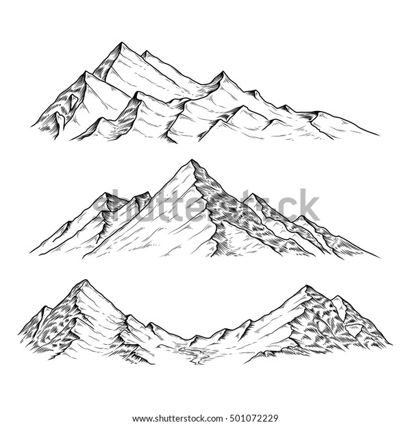 Hand Drawn Vector Illustration Mountains Stock Vector (Royalty Free