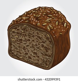 Hand drawn vector illustration of a Multi Grain Bread.