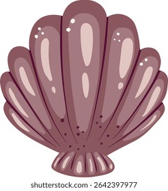 Hand drawn vector illustration of a mussel in flat cartoon stylisation. Seashell isolated drawing. Marine element. Sea creatures