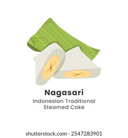 Hand drawn vector illustration of Nagasari Indonesian Traditional food from rice flour, coconut milk sugar, filled with banana