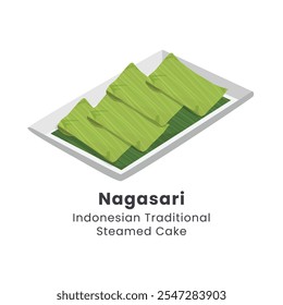 Hand drawn vector illustration of Nagasari Indonesian Traditional food from rice flour, coconut milk sugar, filled with banana