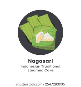 Hand drawn vector illustration of Nagasari Indonesian Traditional food from rice flour, coconut milk sugar, filled with banana