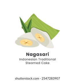 Hand drawn vector illustration of Nagasari Indonesian Traditional food from rice flour, coconut milk sugar, filled with banana