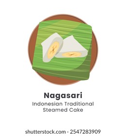 Hand drawn vector illustration of Nagasari Indonesian Traditional food from rice flour, coconut milk sugar, filled with banana